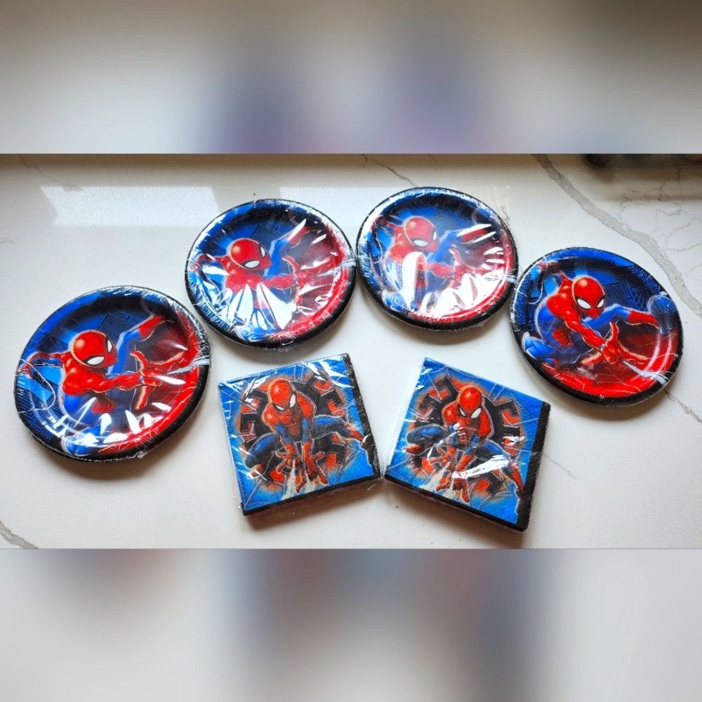 Spiderman paper plates and napkins